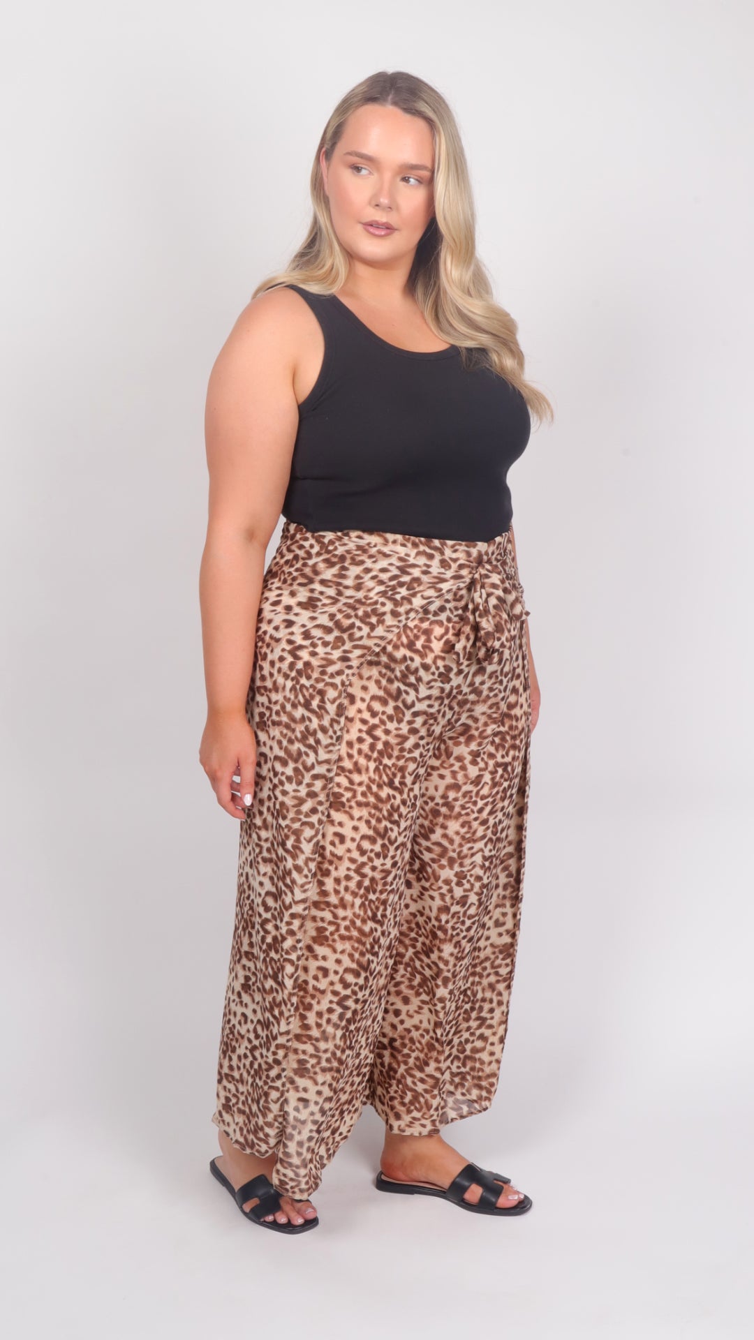 Leopard Lady Chiffon Trousers - front view