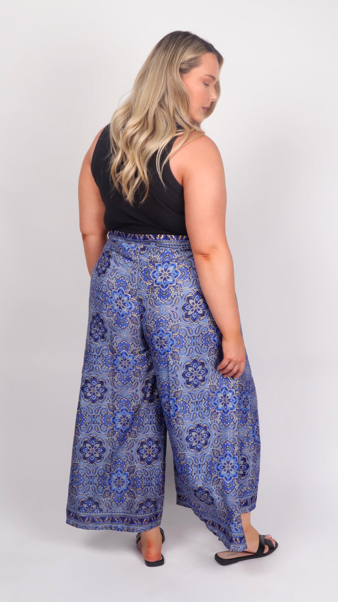 Indigo Dream Wrap Trousers – back view