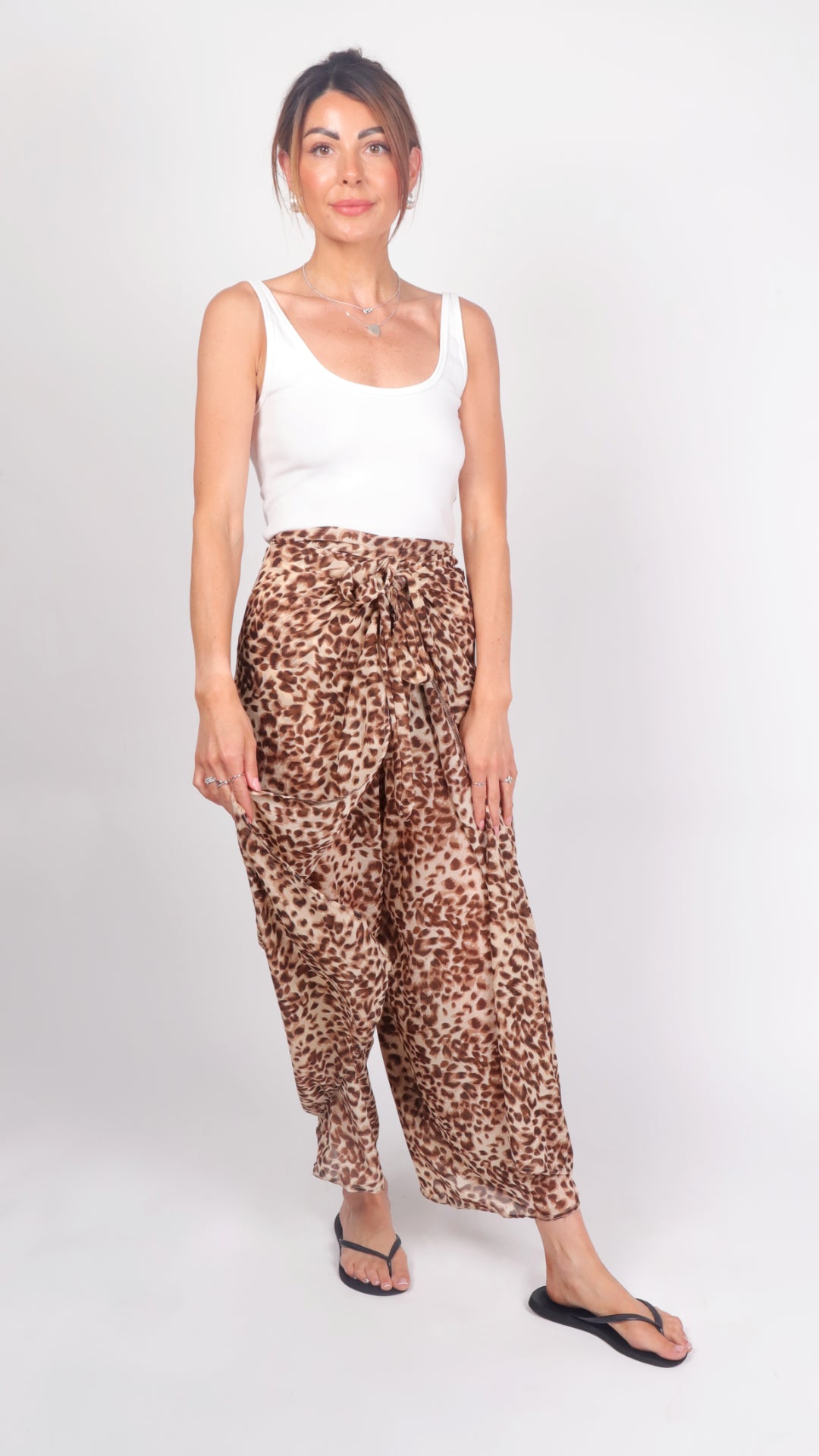 Leopard Lady Chiffon Trousers - front view model 2