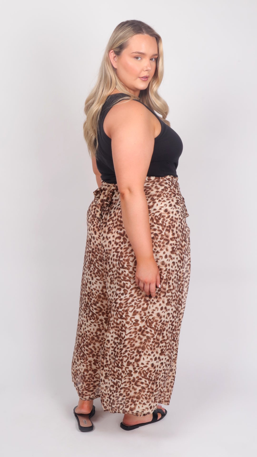 Leopard Lady Chiffon Trousers - side view