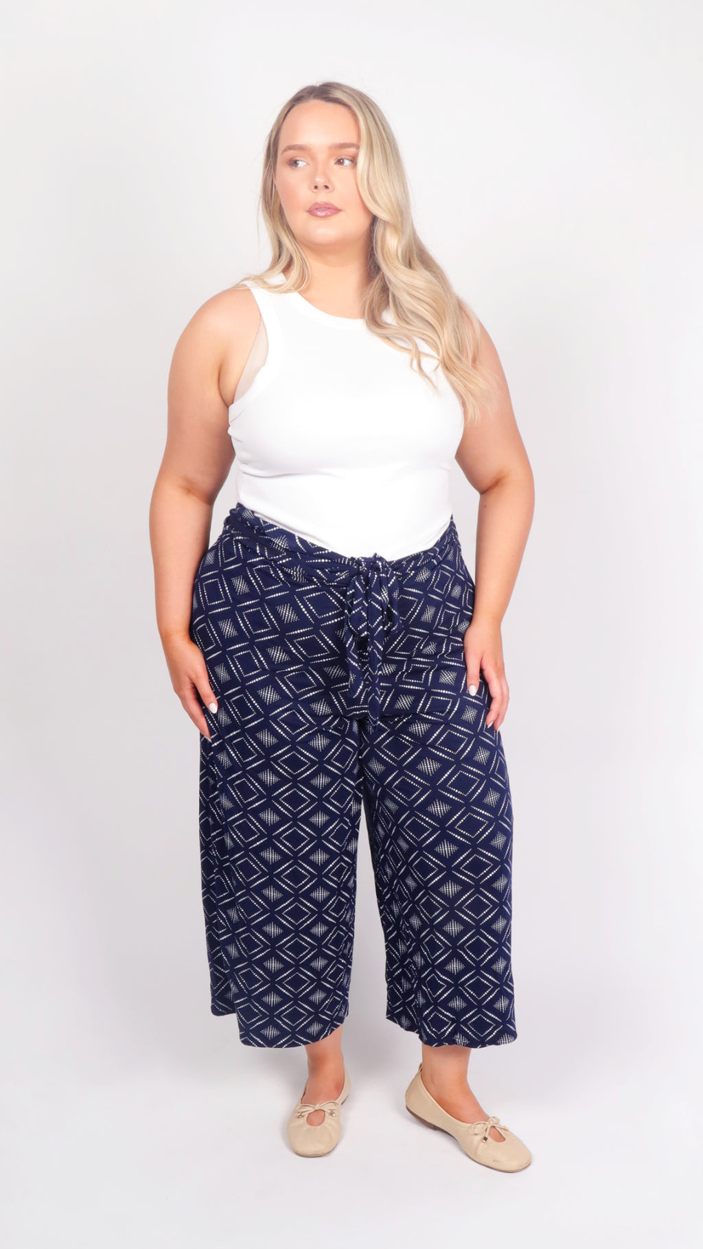 Blue Diamond culottes - front view 2