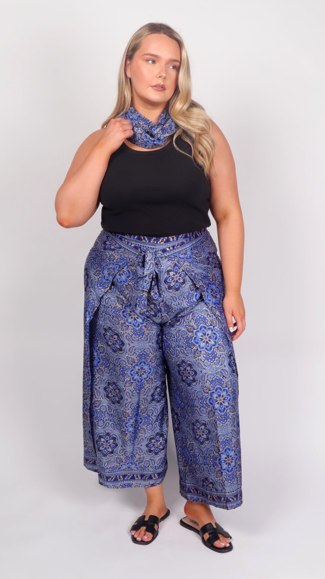 Indigo Dream Wrap Trousers – front view
