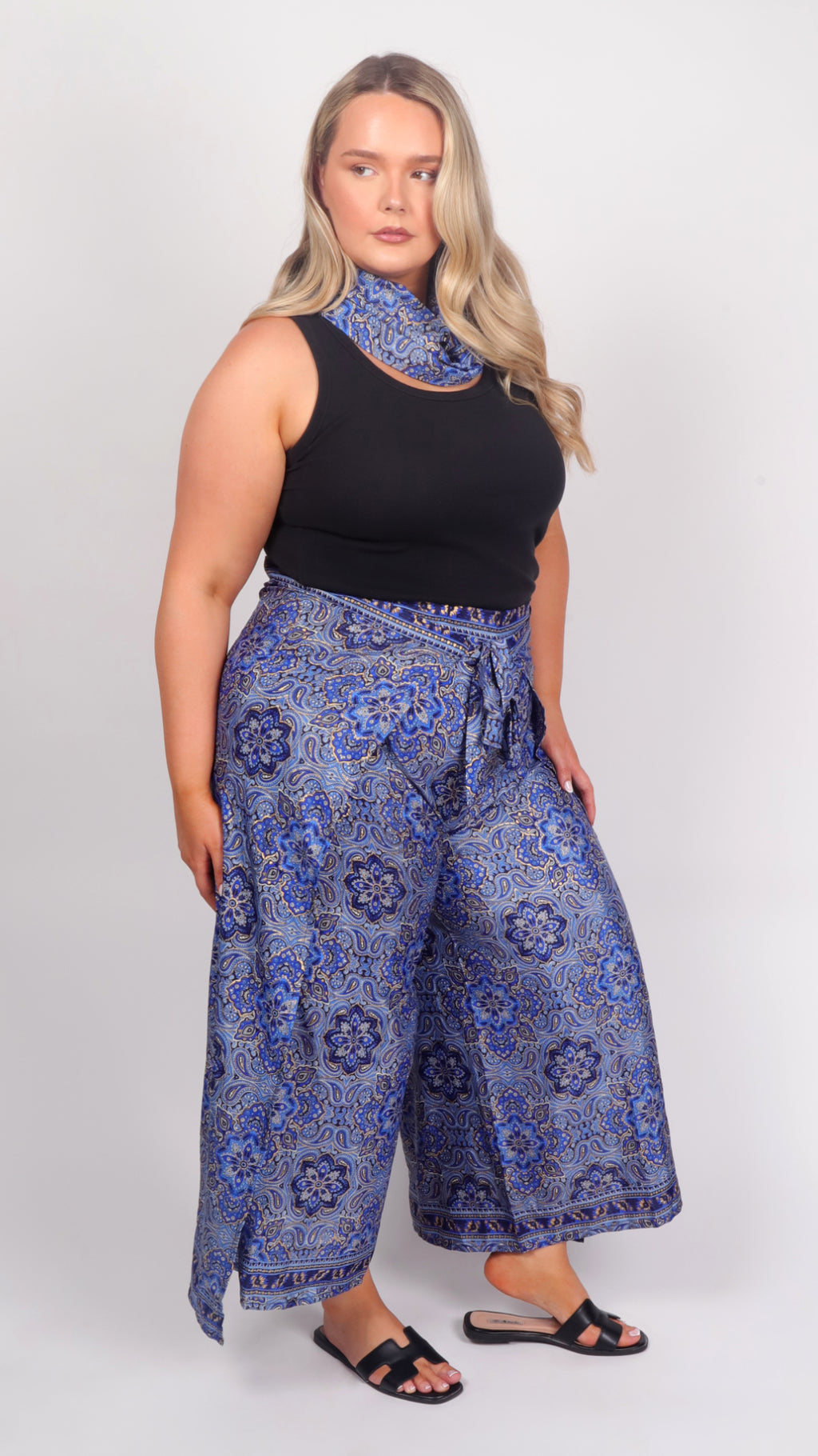 Indigo Dream Wrap Trousers – side view
