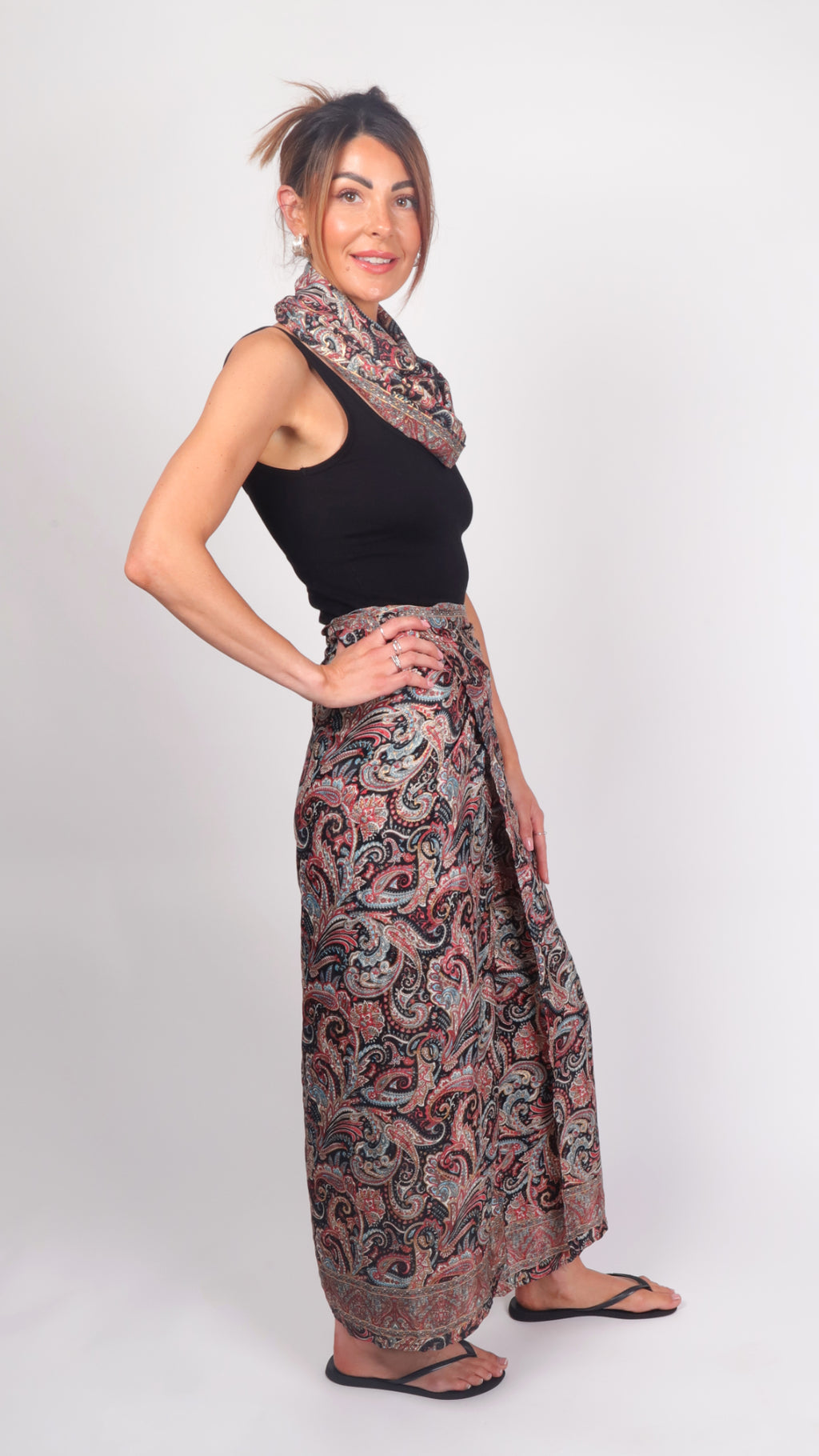 Dusty Rose Moonlight Paisley Wide-Leg Trousers