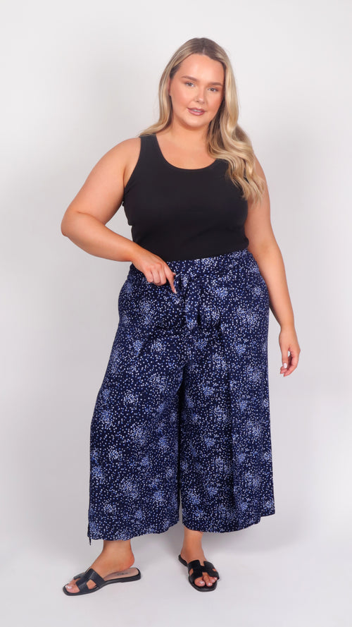Blue Eclipse Wrap Around Trousers - front view
