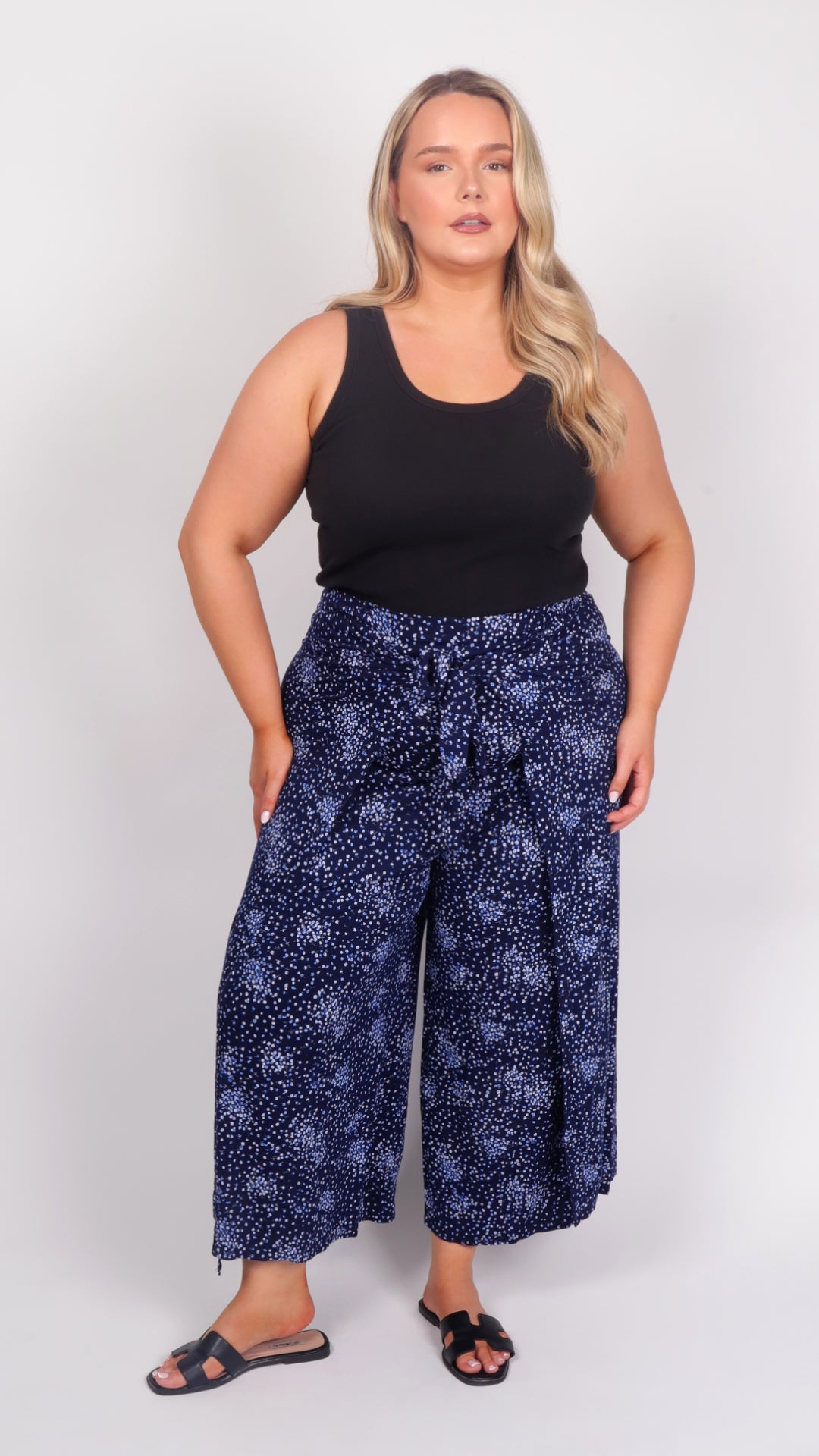Blue Eclipse Wrap Around Trousers - front view 2