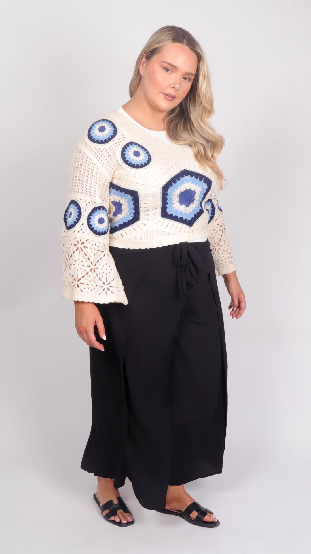 Spiritual Third Eye Crochet Cropped Jumper - side view