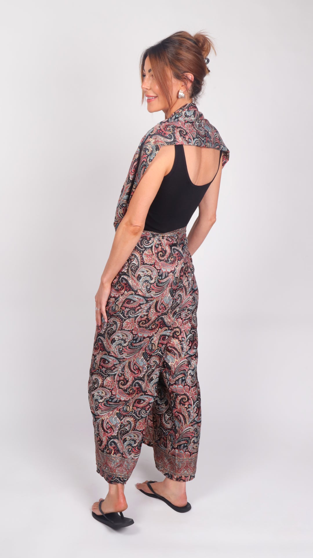 Dusty Rose Moonlight Paisley Wide-Leg Trousers