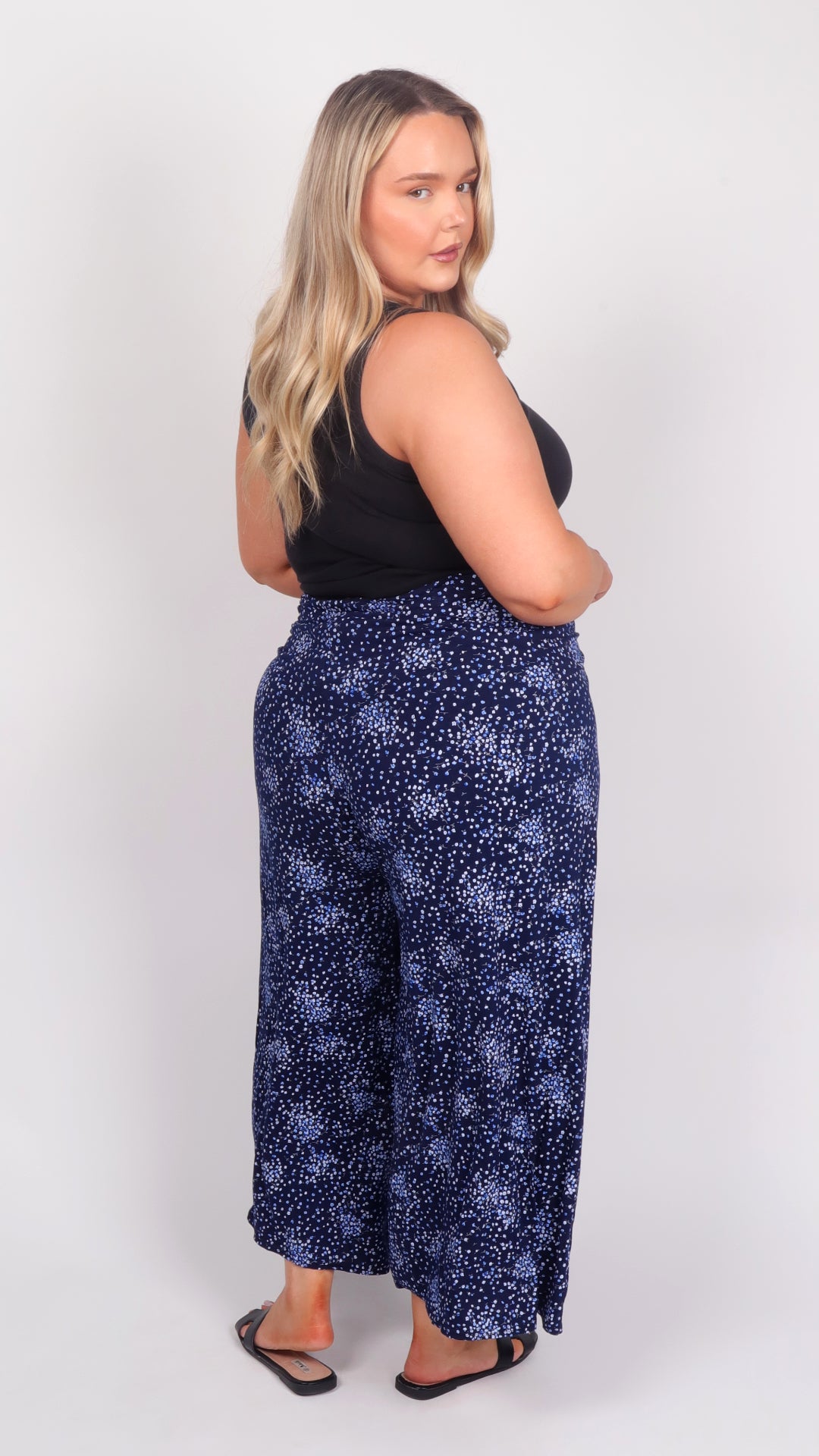 Blue Eclipse Wrap Around Trousers - side view
